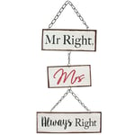 Retro Metal Mr Mrs Always Right Hanging Sign Valentines Day Wedding Couples Gift