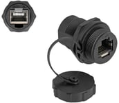 Delock - Kopplingsdon För Nätverk - Rj-45 (Hona) Till Rj-45 (Hona) Skyddslock - Cat 6A - Utomhus - Svart