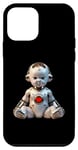 Coque pour iPhone 12 mini big heart robs bébé robot science-fiction espace futur mars galaxy