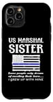 Coque pour iPhone 11 Pro Fier maréchal américain sœur frère drapeau américain USMS officier américain