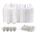 100 st 12 Fack Vakteläggkartong Återanvändbar Vakteläggsförpackning Äggbehållare Transparent Kylskåpsbehållare Mini Äggdispenser med Lock för Kylskåp