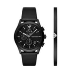 Set med klocka och armband Emporio Armani Paolo Gift Set AR80070SET Black/Black