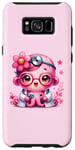 Coque pour Galaxy S8+ Fond rose avec jolie pieuvre Docteur en rose