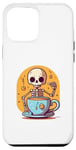 Coque pour iPhone 12 Pro Max Squelette Barista Crâne Coffee Shop Latte Caféine Petit