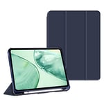 Étui pour iPad Pro 11" 2022 (4è/3ème/2ème génération) avec Porte-Stylo, étui de Protection résistant aux Chocs avec dragonne et Support, Bleu foncé + Jaune