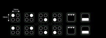 DUAL SET of 4 RING STOVE HOB WHITE PRINT STICKER COOKER DECALS FOR BLACK STOVE.