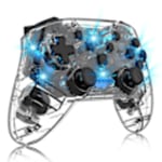 Spelkontroll för PC/Switch/Tesla Model 3/y/x/s, transparent LED-bakgrundsbelysning, stödjer dubbelmotor och dubbelvibrationsfunktion (transparent svart)