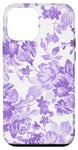 Coque pour iPhone 12 mini Violet Vintage Motif Floral Élégant Chic Fleurs Blanc