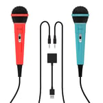Microphones filaires haute fidélité, 2 pièces, avec double adaptateur Jack 3.5mm vers USB, pour NS Switch PS5 PS4 Xbox One PC, Microphones de jeu