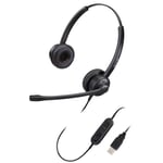 MAIRDI USB Headset with Microphone Noise Cancelling Binaural, Wired PC Headphone w/in-line Volume Control for Office Business Phone Call Skype Microsoft Teams, Light Weight and Comfortable
