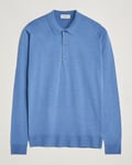 John Smedley Belper Extra Fine Merino Polo Pullover Riviera Blue