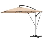 Fribärande paraply Ø260 cm parasoll med UV-skydd 50+ vattenavvisande vevparaply med stativ, lock, vev, vindlås, marknadsparaply