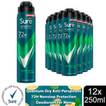Sure Men Antiperspirant Deodorant Quantum Dry 72H Nonstop Protection 250ml, 12PK