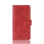 NEINEI Flip Folio Case for Xiaomi Poco F3 5G,PU/TPU Leather Wallet Cover with [Cash & Card Slots] [Stand] [Double Magnetic Button Design],Premium Shockproof Phone Shell,Red