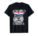 Miniature Schnauzer Dog Netherlands Flag Sunglasses T-Shirt