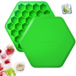 Ice Cube Tray with Lids Honeycomb Silicone Ice Cube Mould with Cover Ice Cube Maker 37 Grids Flexible Food Grade Chocolate Candy Mold for Baby Food Whiskey Cocktails Beer, Green