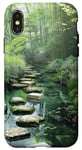 Coque pour iPhone X/XS Zen Garden Livres Nature Paisible Bambou Vert