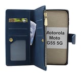 XL Motorola Moto G55 5G Lyx Plånboksfodral (Marinblå)