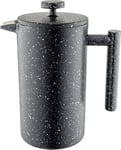 Café Olé CFD Cafetière, 1 Litre 3 Cup Double Walled Stainless Steel French Press Coffee Maker, Black Granite Finish, CFD-08BG