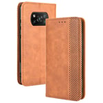 TANYO Leather Folio Case for Xiaomi POCO X3 Pro | X3 NFC, Premium PU/TPU Wallet Cover with Card and Cash Slots, Flip Magnetic Closure Shell - Brown