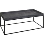 HHG - jamais utilisé] Table basse 866, table basse table d'appoint, bois massif métal 46x110x60cm gris foncé - brown