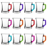 Zen+ Glass Coffee Mugs - 225ml - Multicolour - Pack of 12