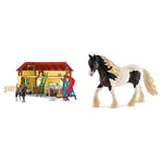 SCHLEICH 42485 Horse stable, 10.5 x 49 x 34.5 cm & 13831 Tinker Stallion