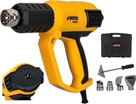 VITO VIPAQR2000 Heat Gun 2000 W up to 50 to 650 °C with 9 Heat Settings, Attachment Nozzle Set in Case - 3 Speeds, Hot Air Blower, Fast Heating for Removal, Soldering & Shrinking