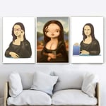 YHSM Funny Mona Lisa Mobile Phone Nordic Posters And Prints Wall Art Canvas Painting Wall Pictures For Living Room Bedroom Home Decor 60X100cm No Framed 3 Pcs Set