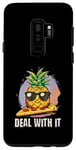 Coque pour Galaxy S9+ Design mignon ananas sur plaque à pizza – Amusant « Deal with It »