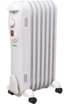 White Portable Electric Slim Oil Filled Radiator Heater with Adjustable Temperature Thermostat, 3 Heat Settings & Safety Cut Off (1500W - 7 Fin)
