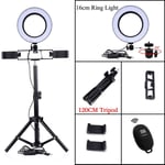 showsing 16cm/26cm Ring Light LED Camera Photography Lamp with Bluetooth&120cm Tripod&Phone Holder-Pink