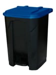 50L Plastic Pedal Waste Bin Rubbish Blue Lid Recycling Home Garden M8