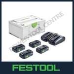 Festool 577105 Systainer 18v Energy Set TCL6 DUO Charger & 4 x HPC 4Ah Batteries