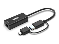 Origin Storage - Nätverksadapter - Superspeed Usb 3.0 / Usb-C 3.0 - Gigabit Ethernet X 1 - Svart