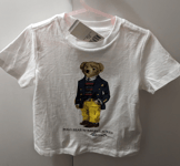 Ralph Lauren Polo Bear T-Shirt Boy's 6M Infant White Crew Neck 2x Snap Closure