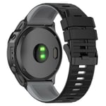 Garmin Fenix 7 Pro/7/6 Pro/6 etc. Tvåfärgat klockarmband i silikon - Svart/Grå