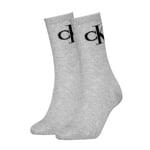 Calvin Klein Strumpor 2P Women Monogram Crew Socks Grå Strl 39/42 Dam