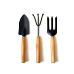 OUNONA Set of 3 mini garden grinders shovel rake and trowel for indoor plants succulents