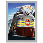 Canadian Pacific Railways 4040 Iconic Train Vintage Yellow Canada A4 Artwork Framed Wall Art Print