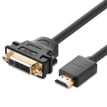 Ugreen kabeladapter DVI 24 + 5-stift hona till HDMI hane, 22 cm - Svart