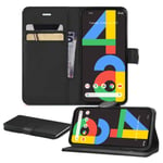 Google Pixel 4a Case Google Pixel 4a Cover Google Pixel 4a Book Case PU Leather Flip Wallet Phone Case[Book] [Card Slot] [Card Holder] [Id Holder] [Leather] [Flip] [Back] [Phone] (BLACK)