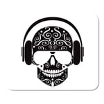 Mousepad Computer Notepad Office Skull Headphones Sunglasses Black Home School Game Player Computer Worker Inch