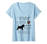 Womens I Just Want To Drink Coffee & Snuggle My Beagle V-Neck T-Shirt
