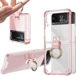 Fodral med ringhållare för Samsung Galaxy Z Flip 3 Clear Pink