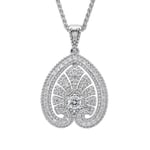 18ct White Gold 0.52 Carat Diamond House Style Small Leaf Necklace