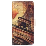 iPhone 13 Pro PU-Skinn Flip Deksel med Lommebok - Eiffeltårnet og Lønneblader