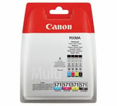 Genuine Canon Multi Pack Ink Cartridges, CLI-571BK, CLI-571C, CLI-571M, CLI-571Y