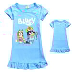 5-12 år barn Bingo Bluey pyjamas flickor pyjamas klänning pyjamas nattlinne klänningar presenter ljusblå Light Blue 7-8Years