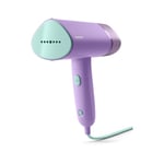 Philips 3000 Series Handheld Steamer - 1000W, 20 g/min Steam, Detachable 100ml Water Tank, Plastic Plate, Storage Pouch Included, 630 g Light Weight, Purple (STH3010/30)